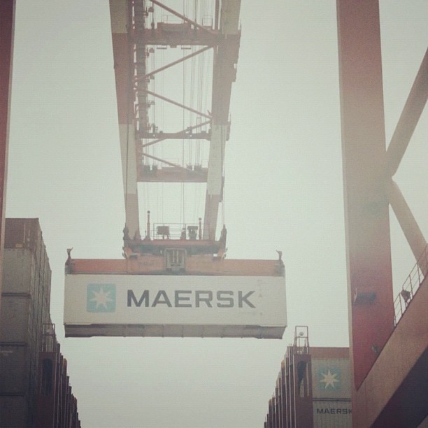 Container being handled at Qingdao Port